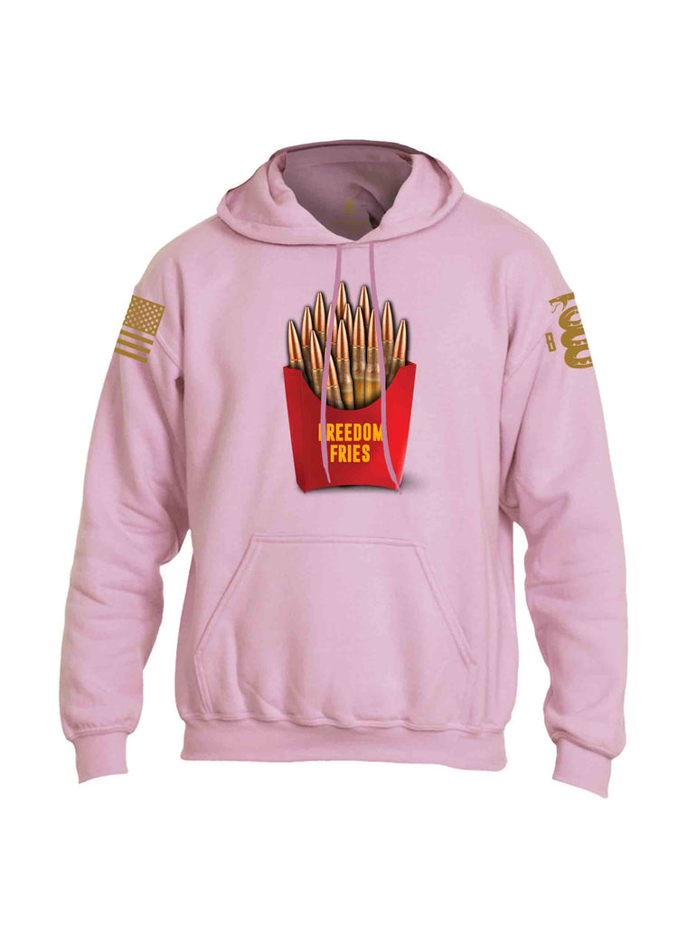 Battleraddle Freedom Fries Brass Sleeve Print Mens Blended Hoodie With Pockets
