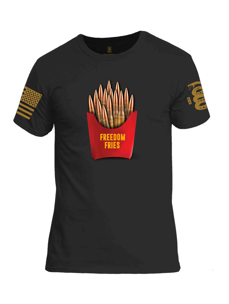 Battleraddle Freedom Fries Brass Sleeve Print Mens Cotton Crew Neck T Shirt