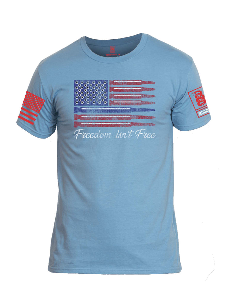 Battleraddle Freedom Isnt Free Thin Blue Line Bullet Red Sleeve Print Mens Cotton Crew Neck T Shirt