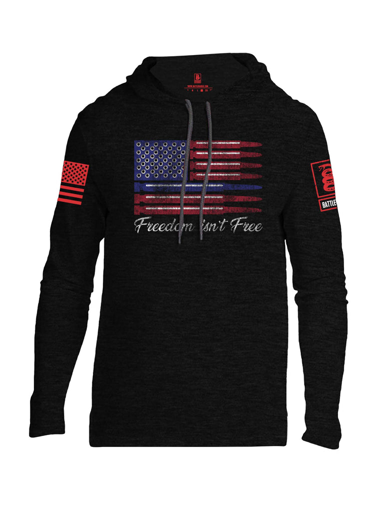 Battleraddle Freedom Isnt Free Thin Blue Line Bullet Red Sleeve Print Mens Thin Cotton Lightweight Hoodie