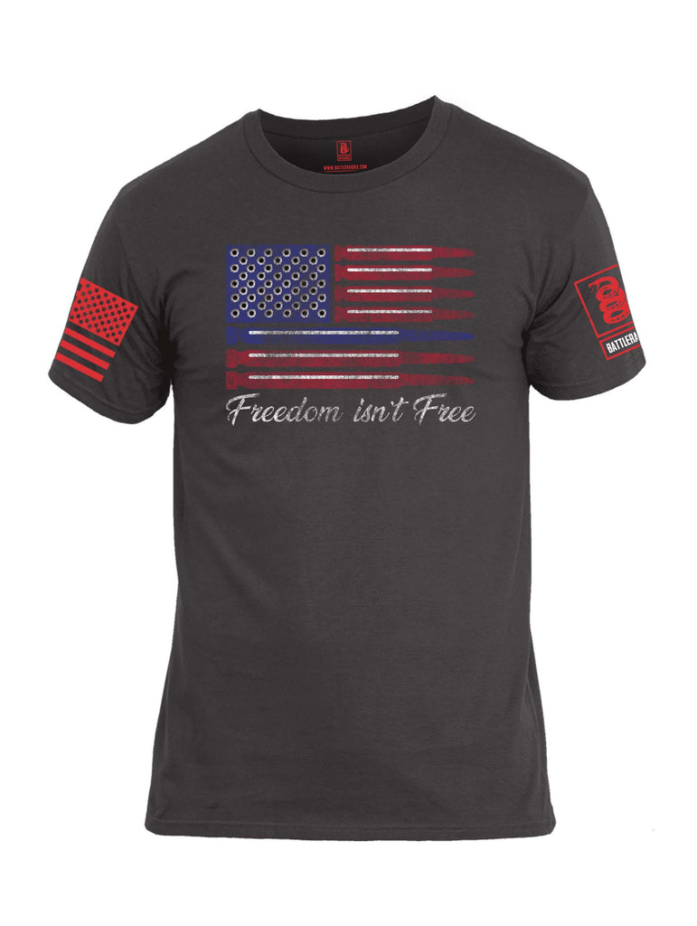 Battleraddle Freedom Isnt Free Thin Blue Line Bullet Red Sleeve Print Mens Cotton Crew Neck T Shirt