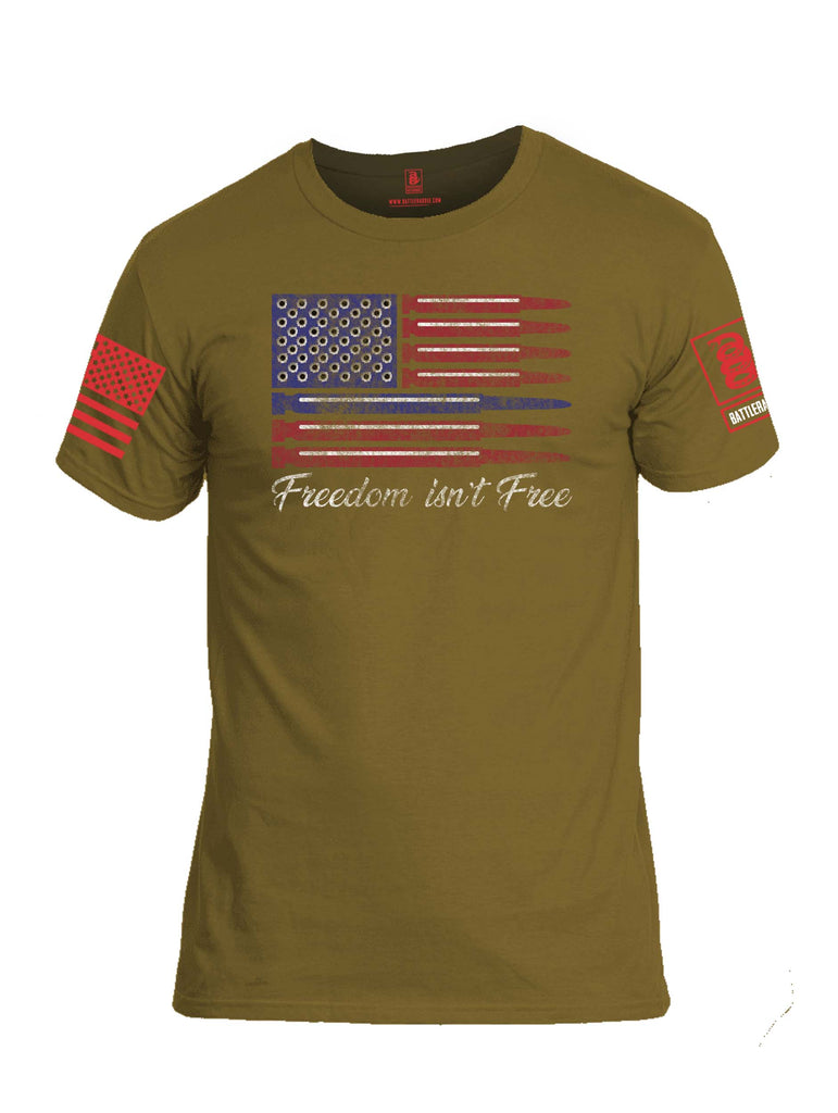 Battleraddle Freedom Isnt Free Thin Blue Line Bullet Red Sleeve Print Mens Cotton Crew Neck T Shirt
