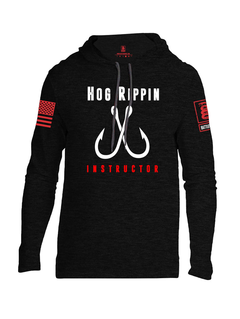 Battleraddle Hog Rippin Instructor Red Sleeve Print Mens Thin Cotton Lightweight Hoodie