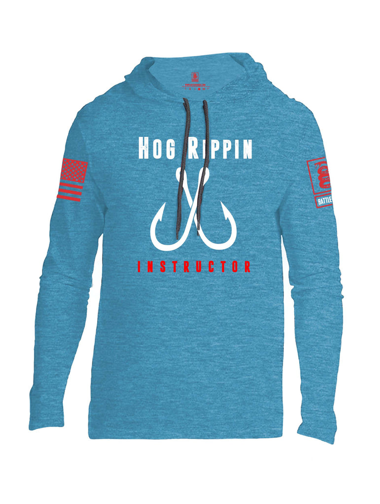 Battleraddle Hog Rippin Instructor Red Sleeve Print Mens Thin Cotton Lightweight Hoodie