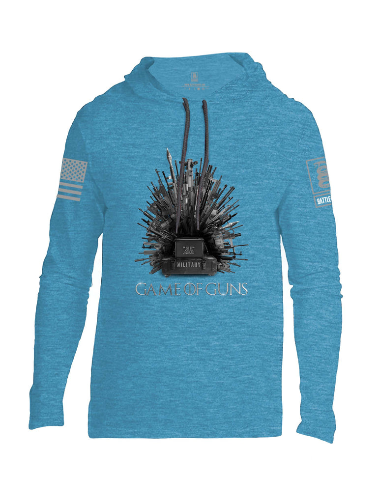 Battleraddle Game of Guns Grey Sleeve Print Mens Thin Cotton Lightweight Hoodie