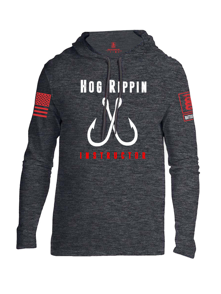 Battleraddle Hog Rippin Instructor Red Sleeve Print Mens Thin Cotton Lightweight Hoodie