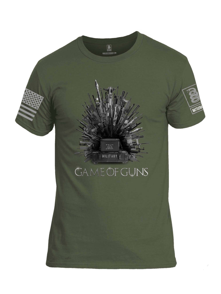 Battleraddle Game of Guns Grey Sleeve Print Mens Cotton Crew Neck T Shirt shirt|custom|veterans|Apparel-Mens T Shirt-cotton