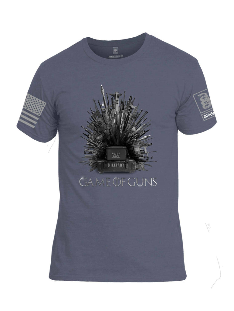 Battleraddle Game of Guns Grey Sleeve Print Mens Cotton Crew Neck T Shirt shirt|custom|veterans|Apparel-Mens T Shirt-cotton