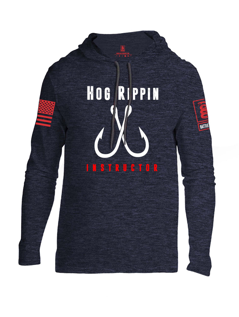 Battleraddle Hog Rippin Instructor Red Sleeve Print Mens Thin Cotton Lightweight Hoodie