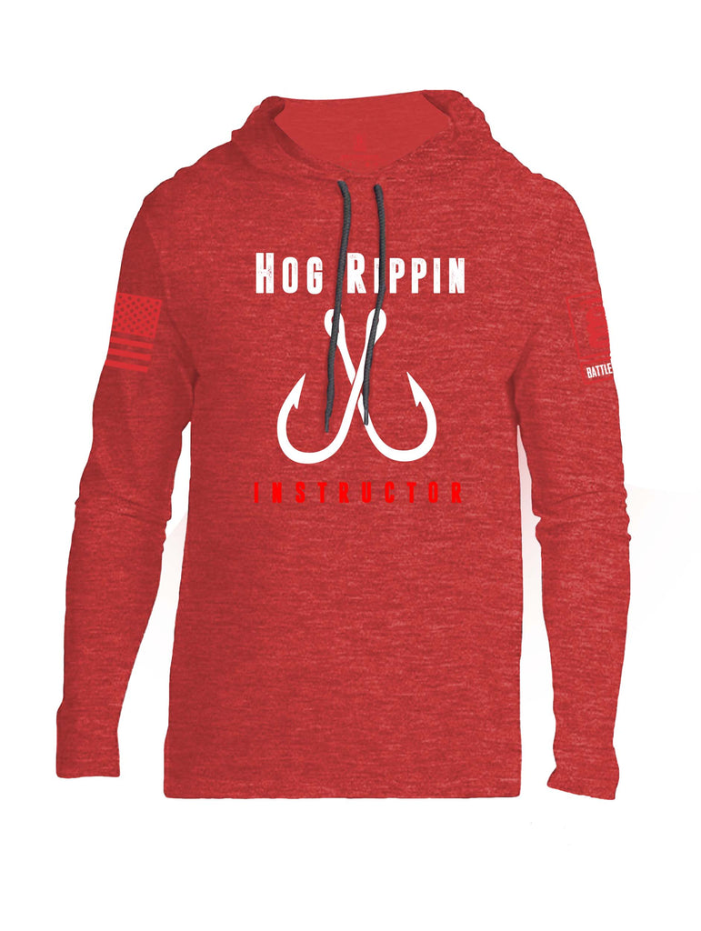 Battleraddle Hog Rippin Instructor Red Sleeve Print Mens Thin Cotton Lightweight Hoodie