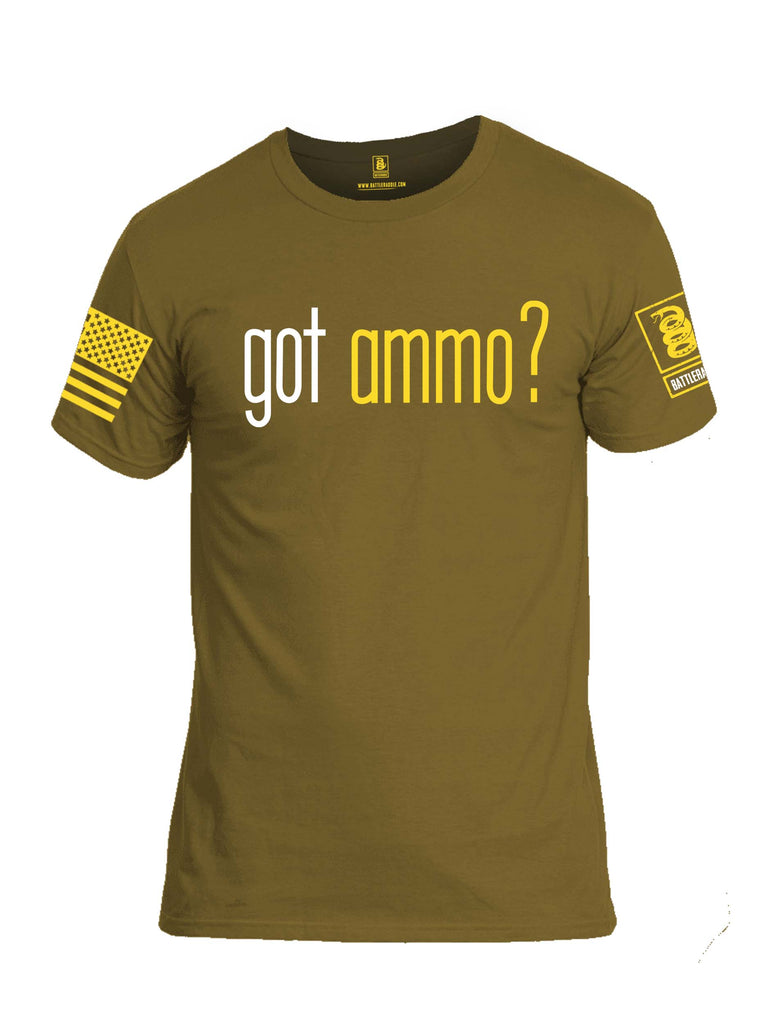 Battleraddle Got Ammo Yellow Sleeve Print Mens Cotton Crew Neck T Shirt