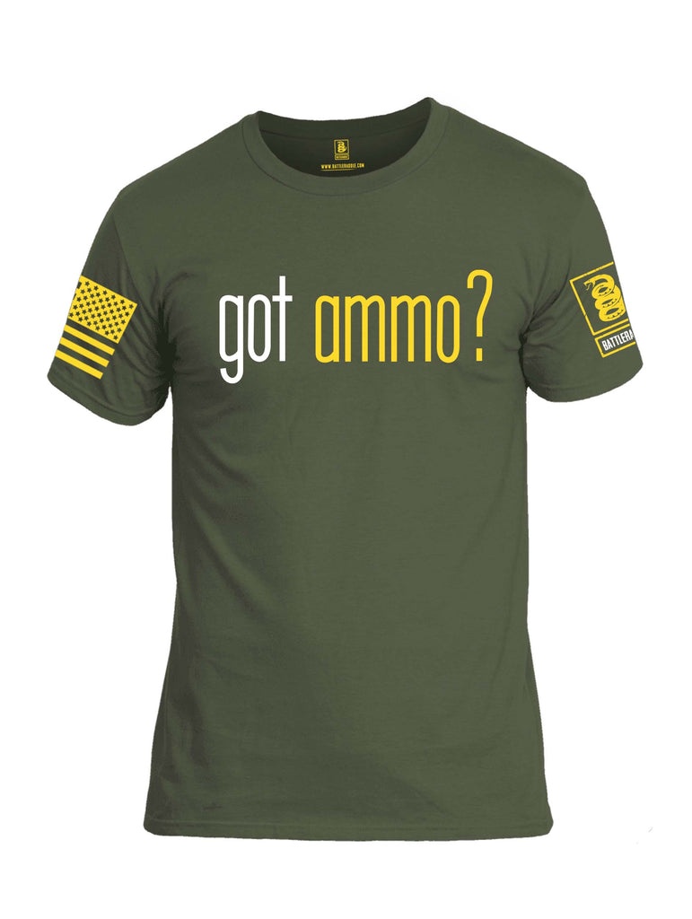 Battleraddle Got Ammo Yellow Sleeve Print Mens Cotton Crew Neck T Shirt