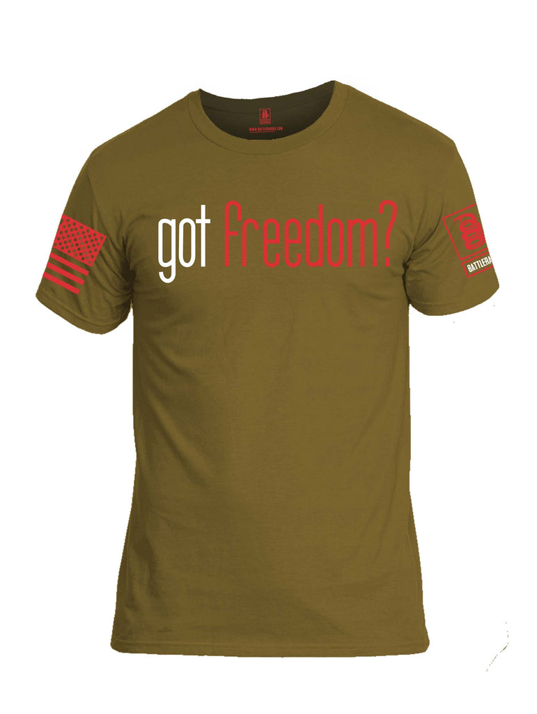 Battleraddle Got Freedom Red Sleeve Print Mens Cotton Crew Neck T Shirt