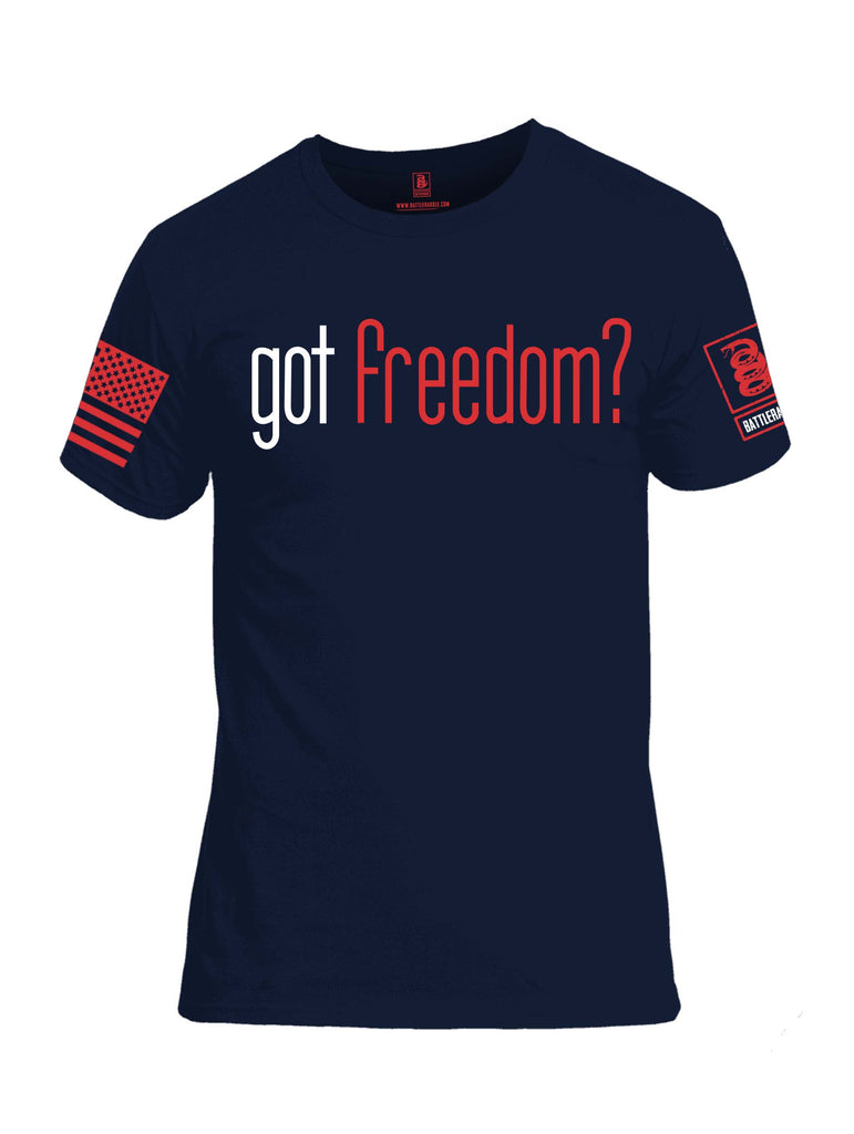Battleraddle Got Freedom Red Sleeve Print Mens Cotton Crew Neck T Shirt