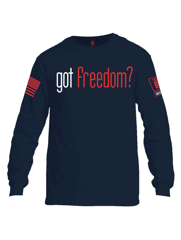 Battleraddle Got Freedom Red Sleeve Print Mens Cotton Long Sleeve Crew Neck T Shirt