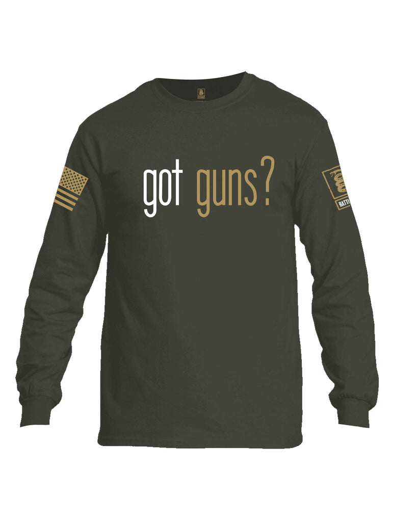 Battleraddle Got Guns Brass Sleeve Print Mens Cotton Long Sleeve Crew Neck T Shirt
