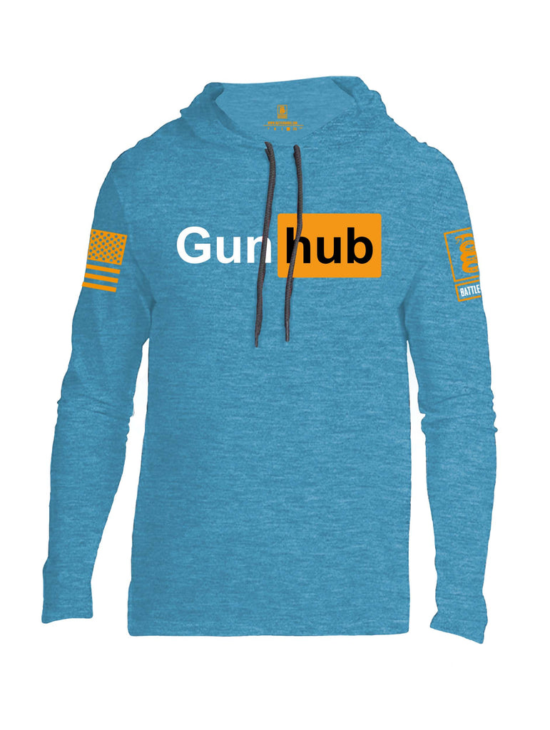 Battleraddle Gun Hub Orange Sleeve Print Mens Thin Cotton Lightweight Hoodie