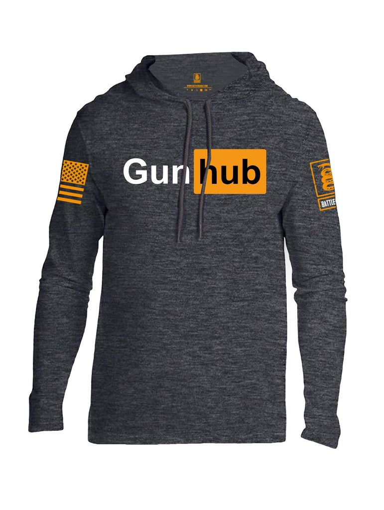Battleraddle Gun Hub Orange Sleeve Print Mens Thin Cotton Lightweight Hoodie