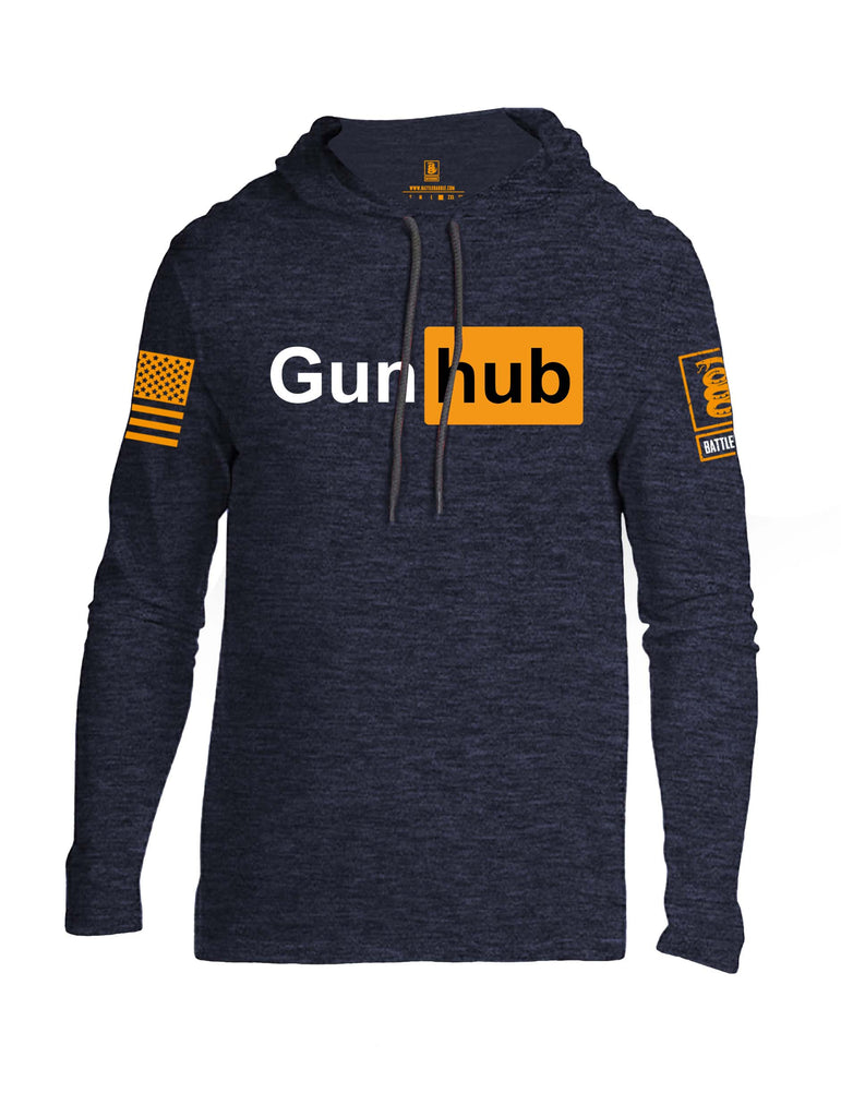 Battleraddle Gun Hub Orange Sleeve Print Mens Thin Cotton Lightweight Hoodie