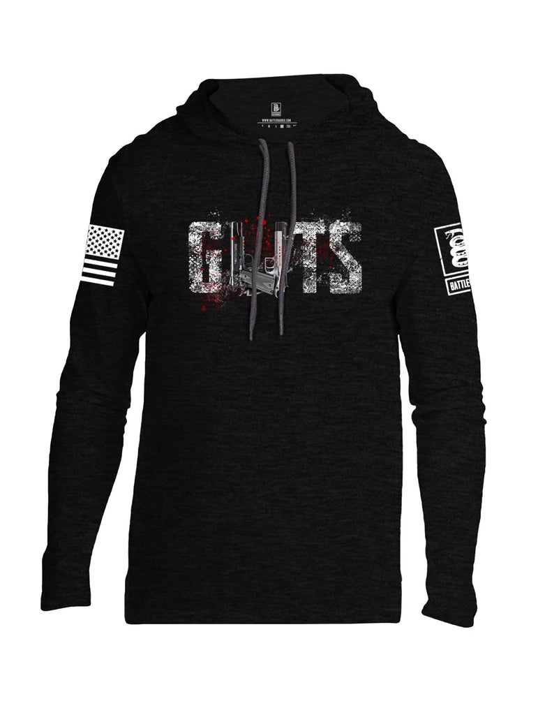 Battleraddle Guts White Sleeve Print Mens Thin Cotton Lightweight Hoodie shirt|custom|veterans|Apparel-Mens Hoodie-Cotton