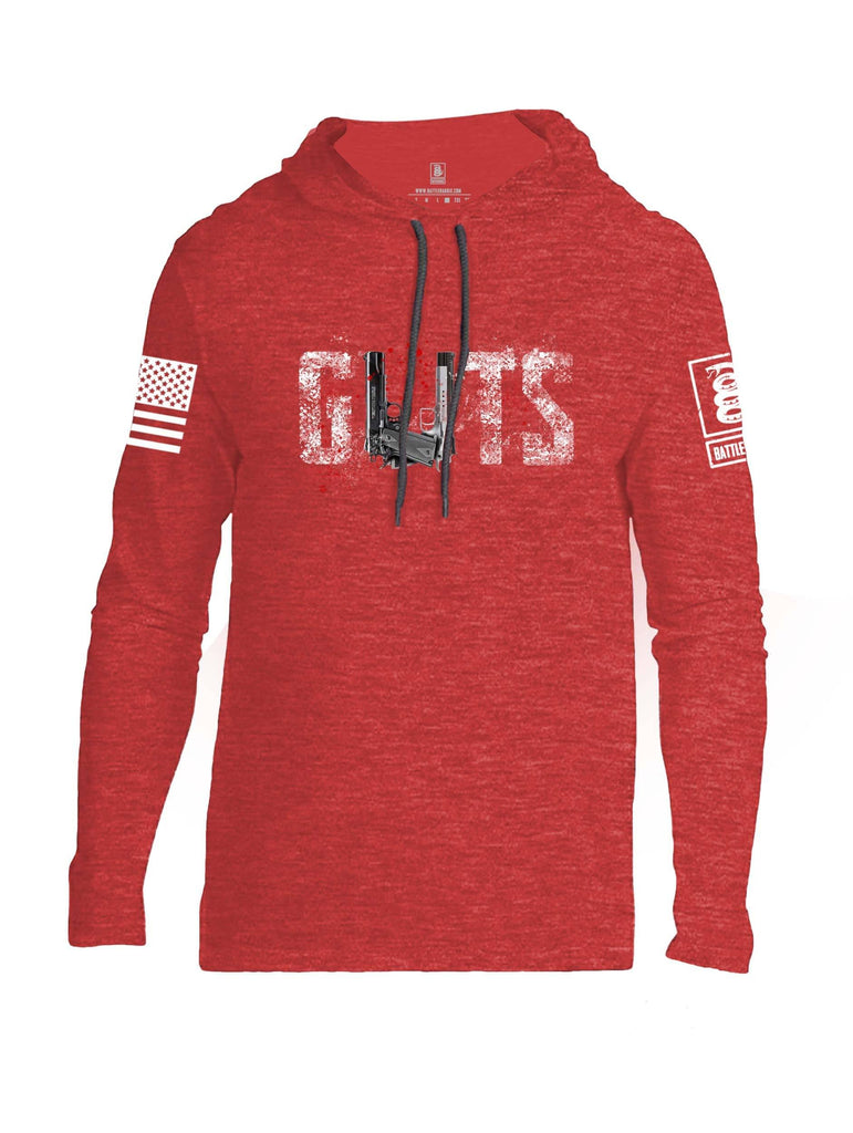 Battleraddle Guts White Sleeve Print Mens Thin Cotton Lightweight Hoodie shirt|custom|veterans|Apparel-Mens Hoodie-Cotton