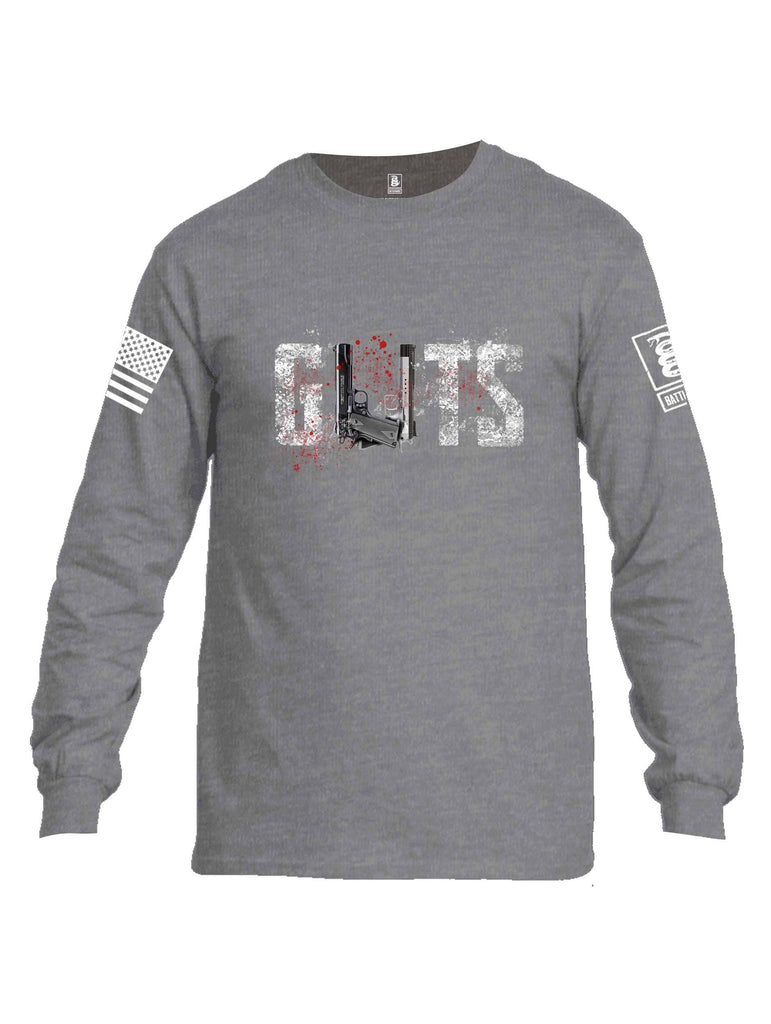 Battleraddle Guts White Sleeve Print Mens Cotton Long Sleeve Crew Neck T Shirt shirt|custom|veterans|Men-Long Sleeves Crewneck Shirt