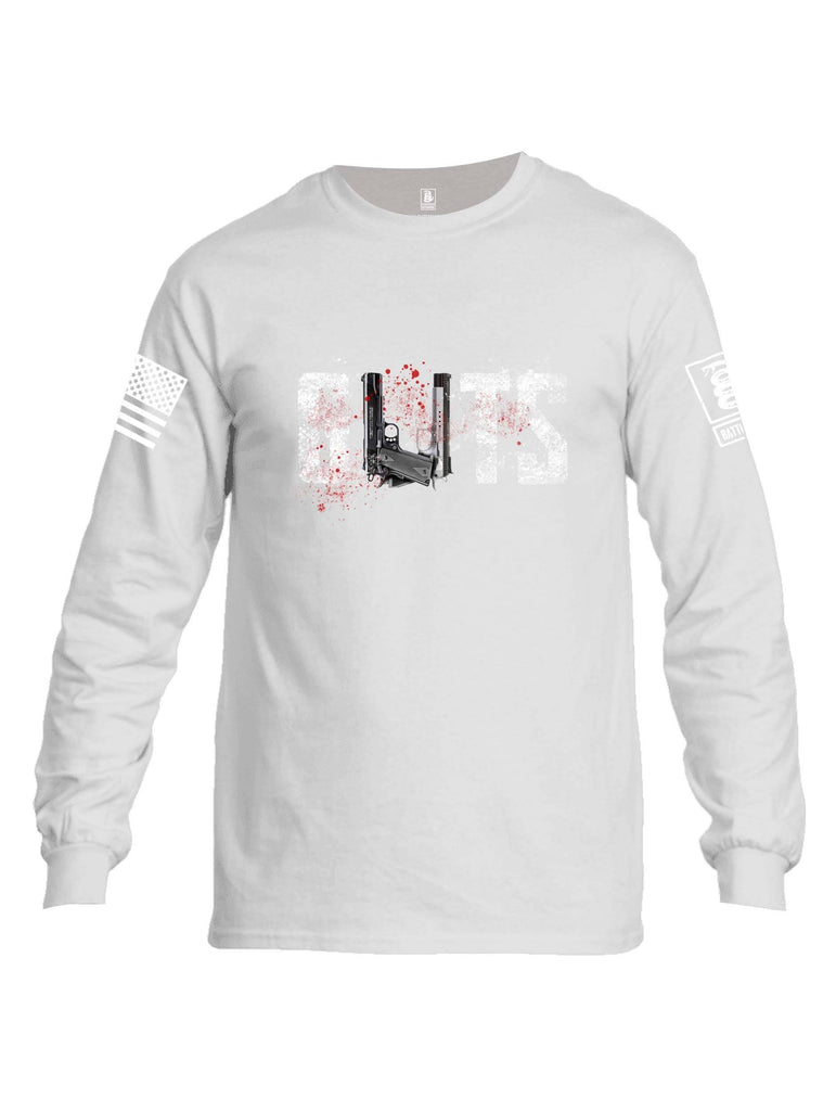 Battleraddle Guts White Sleeve Print Mens Cotton Long Sleeve Crew Neck T Shirt shirt|custom|veterans|Men-Long Sleeves Crewneck Shirt