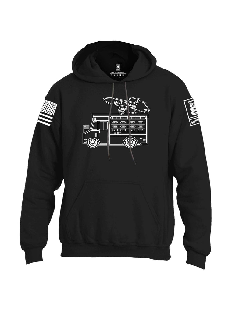 Battleraddle Gut Truck White Sleeve Print Mens Blended Hoodie With Pockets shirt|custom|veterans|Apparel-Mens Hoodies-Cotton/Dryfit Blend