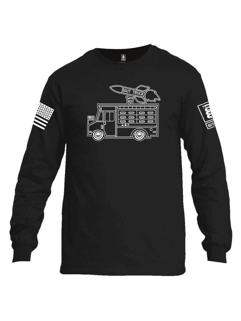 Battleraddle Gut Truck White Sleeve Print Mens Cotton Long Sleeve Crew Neck T Shirt shirt|custom|veterans|Men-Long Sleeves Crewneck Shirt