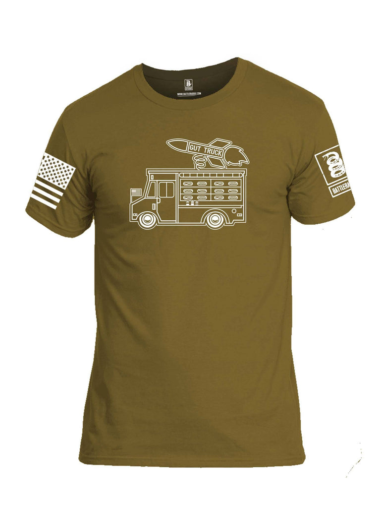 Battleraddle Gut Truck White Sleeve Print Mens Cotton Crew Neck T Shirt shirt|custom|veterans|Apparel-Mens T Shirt-cotton