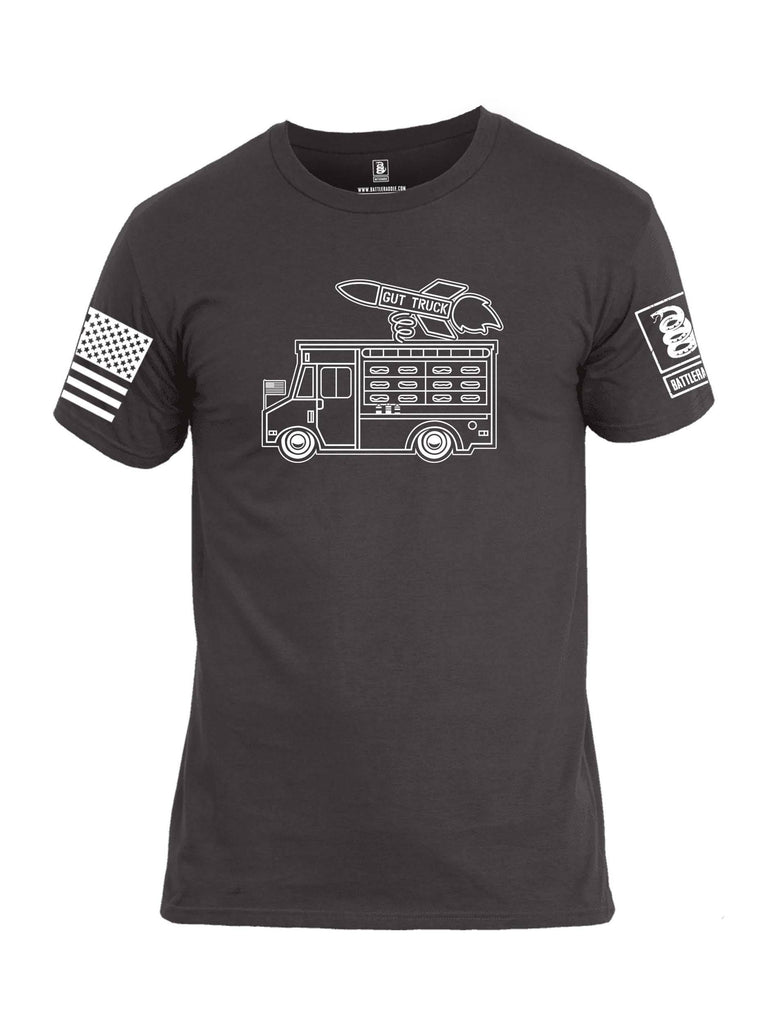 Battleraddle Gut Truck White Sleeve Print Mens Cotton Crew Neck T Shirt shirt|custom|veterans|Apparel-Mens T Shirt-cotton