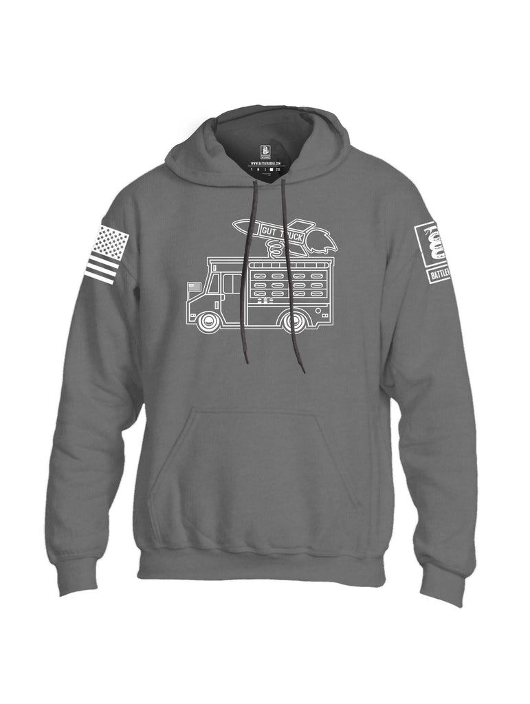 Battleraddle Gut Truck White Sleeve Print Mens Blended Hoodie With Pockets shirt|custom|veterans|Apparel-Mens Hoodies-Cotton/Dryfit Blend