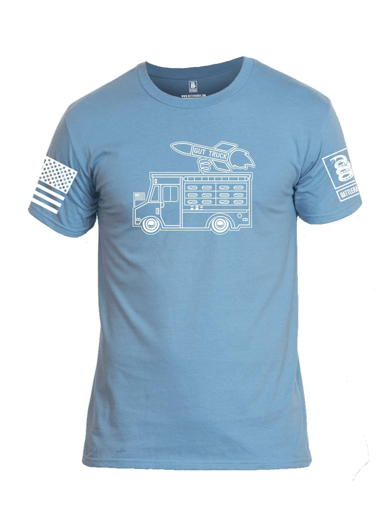 Battleraddle Gut Truck White Sleeve Print Mens Cotton Crew Neck T Shirt shirt|custom|veterans|Apparel-Mens T Shirt-cotton