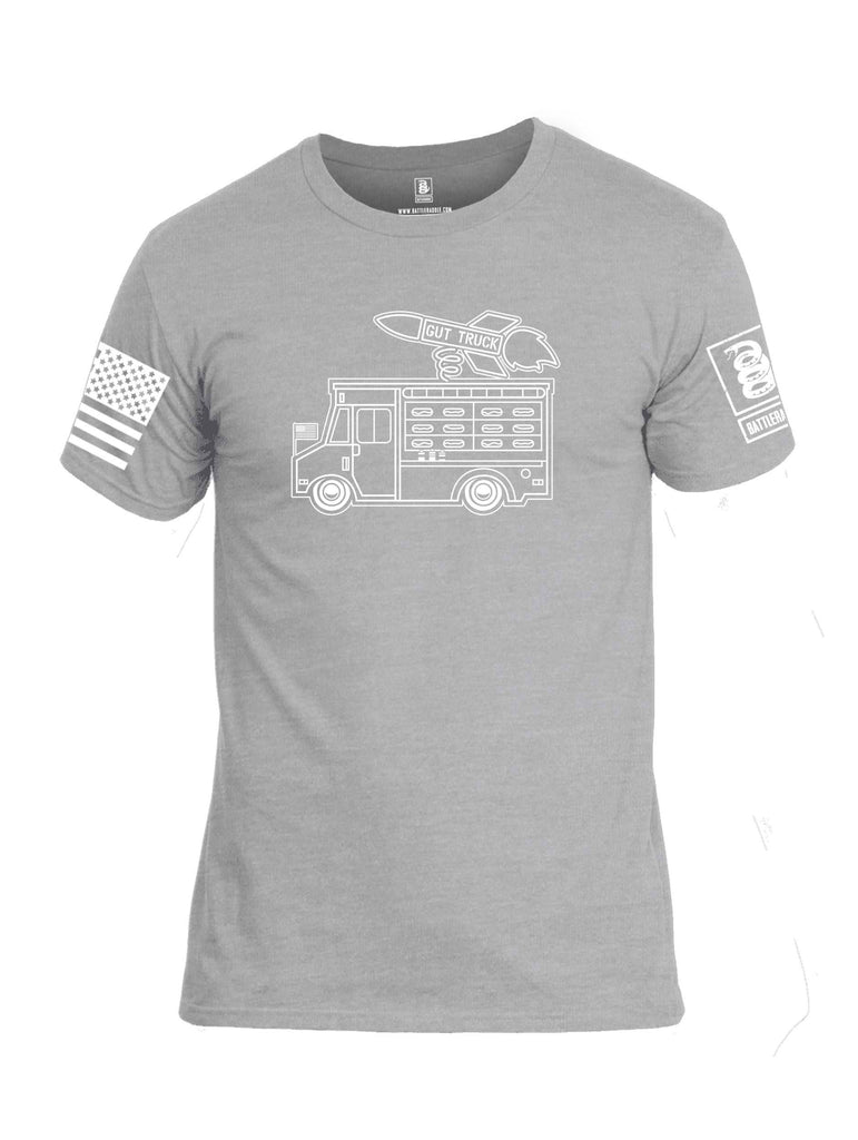 Battleraddle Gut Truck White Sleeve Print Mens Cotton Crew Neck T Shirt shirt|custom|veterans|Apparel-Mens T Shirt-cotton