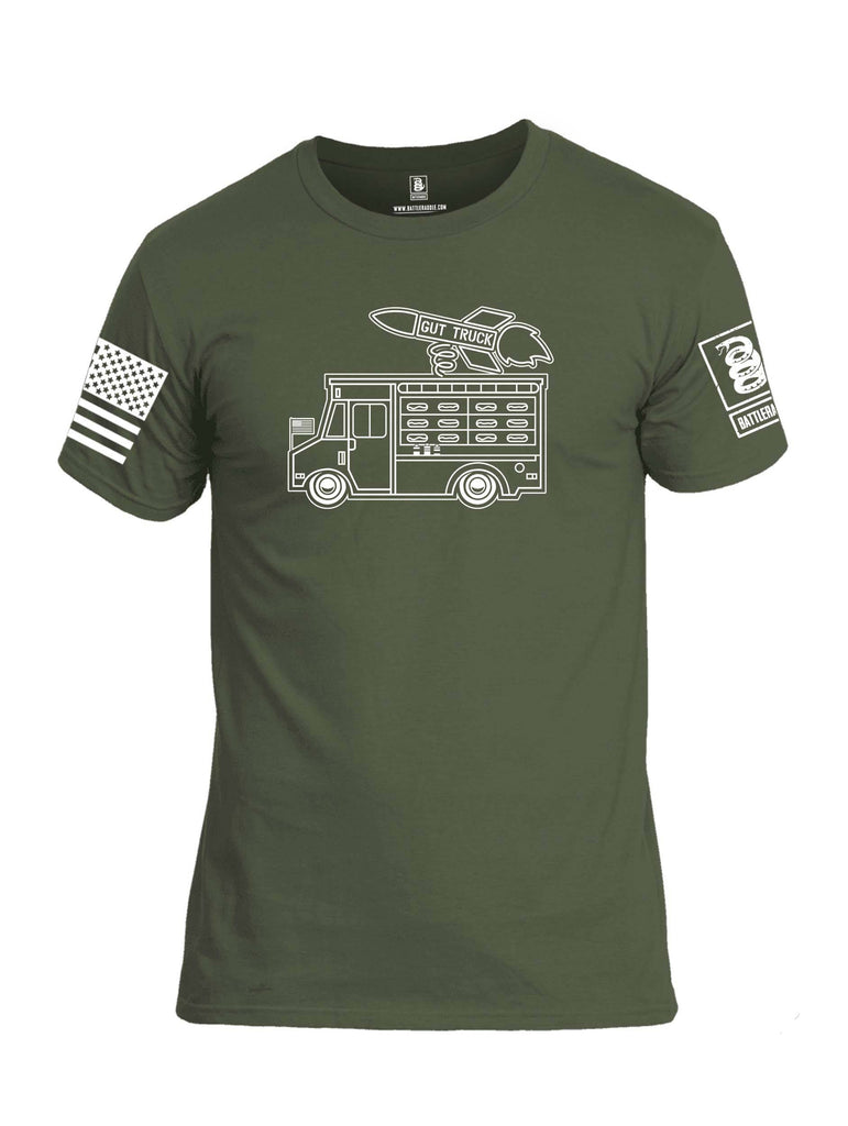 Battleraddle Gut Truck White Sleeve Print Mens Cotton Crew Neck T Shirt shirt|custom|veterans|Apparel-Mens T Shirt-cotton
