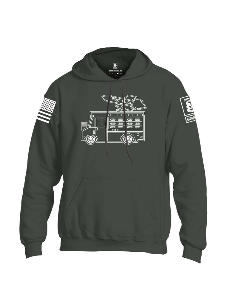 Battleraddle Gut Truck White Sleeve Print Mens Blended Hoodie With Pockets shirt|custom|veterans|Apparel-Mens Hoodies-Cotton/Dryfit Blend