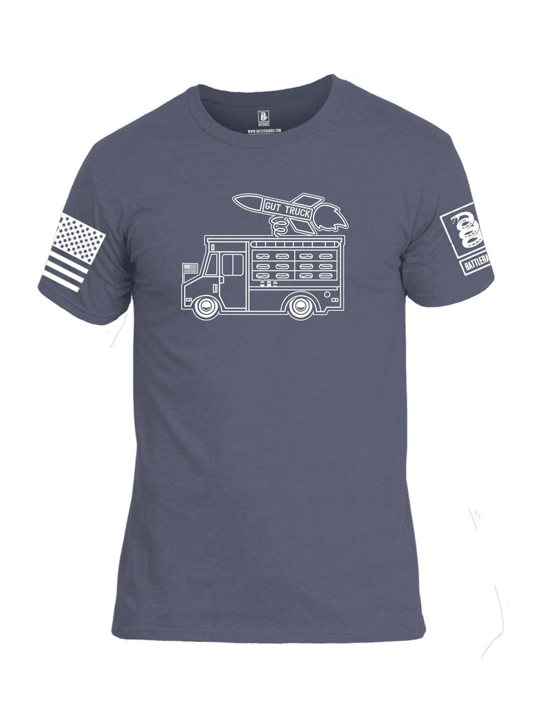 Battleraddle Gut Truck White Sleeve Print Mens Cotton Crew Neck T Shirt shirt|custom|veterans|Apparel-Mens T Shirt-cotton
