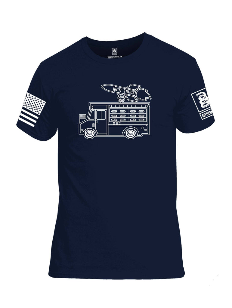 Battleraddle Gut Truck White Sleeve Print Mens Cotton Crew Neck T Shirt shirt|custom|veterans|Apparel-Mens T Shirt-cotton