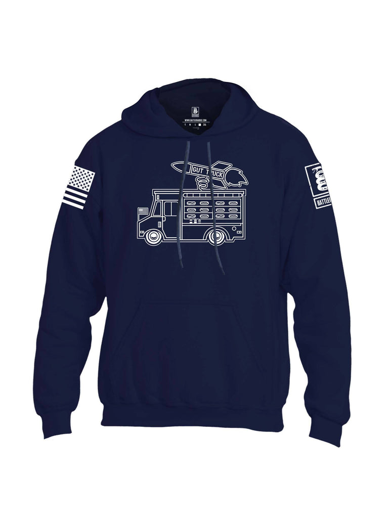 Battleraddle Gut Truck White Sleeve Print Mens Blended Hoodie With Pockets shirt|custom|veterans|Apparel-Mens Hoodies-Cotton/Dryfit Blend