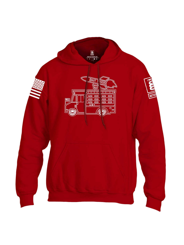 Battleraddle Gut Truck White Sleeve Print Mens Blended Hoodie With Pockets shirt|custom|veterans|Apparel-Mens Hoodies-Cotton/Dryfit Blend