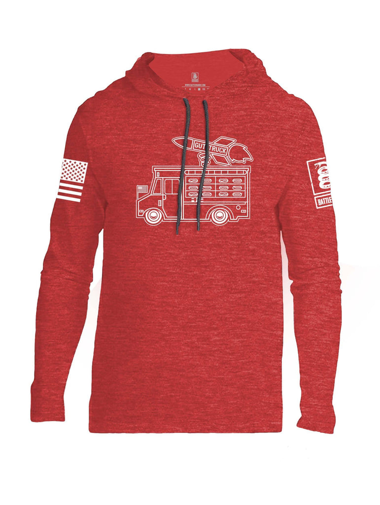 Battleraddle Gut Truck White Sleeve Print Mens Thin Cotton Lightweight Hoodie shirt|custom|veterans|Apparel-Mens Hoodie-Cotton