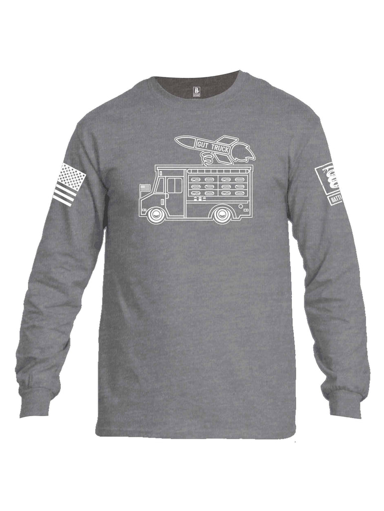 Battleraddle Gut Truck White Sleeve Print Mens Cotton Long Sleeve Crew Neck T Shirt shirt|custom|veterans|Men-Long Sleeves Crewneck Shirt