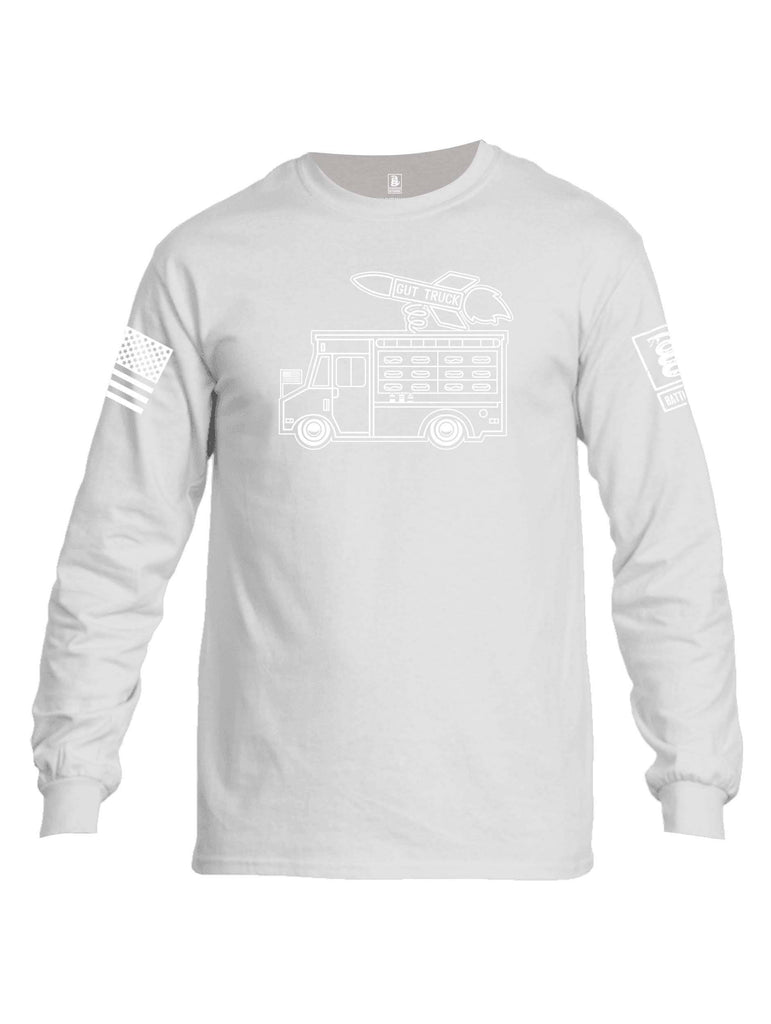 Battleraddle Gut Truck White Sleeve Print Mens Cotton Long Sleeve Crew Neck T Shirt shirt|custom|veterans|Men-Long Sleeves Crewneck Shirt