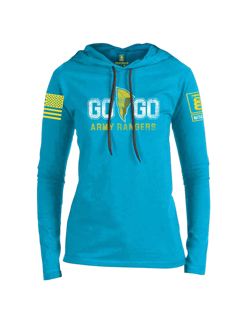Battleraddle Go Go Army Rangers Yellow Sleeve Print Womens Thin Cotton Lightweight Hoodie