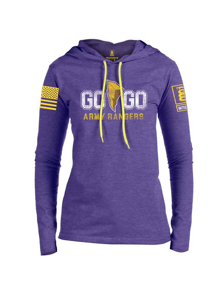 Battleraddle Go Go Army Rangers Yellow Sleeve Print Womens Thin Cotton Lightweight Hoodie