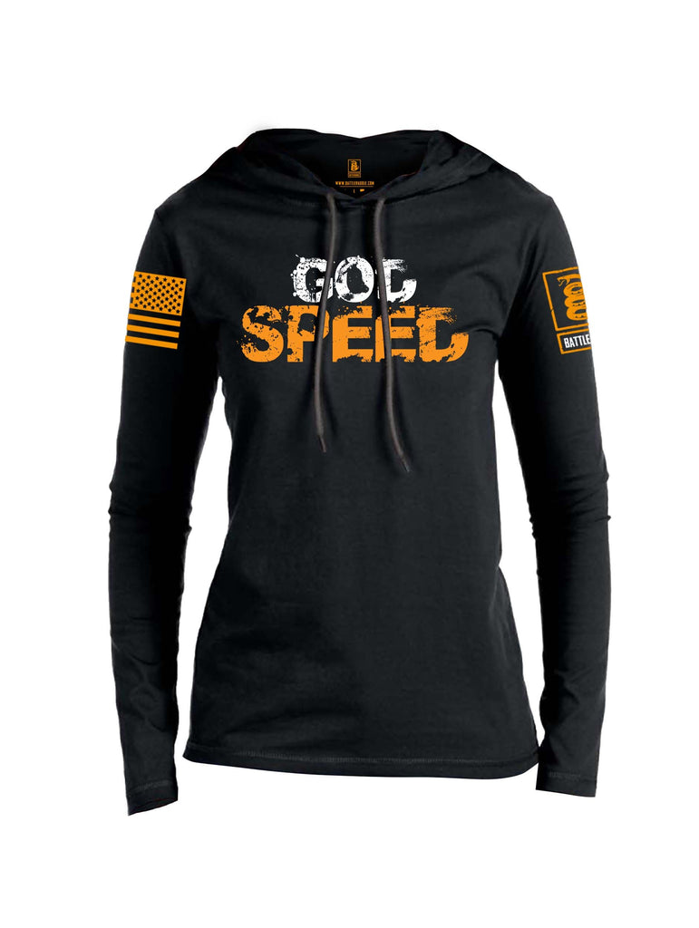 Battleraddle God Speed Yellow Sleeve Print Womens Thin Cotton Lightweight Hoodie