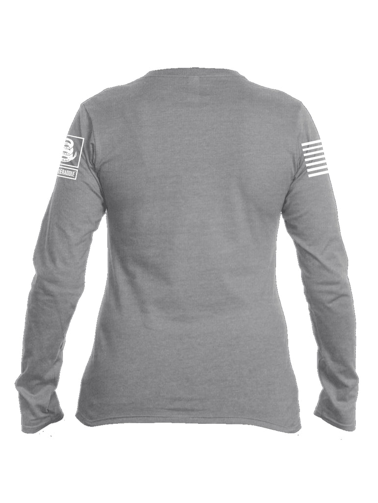 Battleraddle Ranger Punisher Skull White Sleeve Print Womens Cotton Long Sleeve Crew Neck T Shirt-Sports Grey