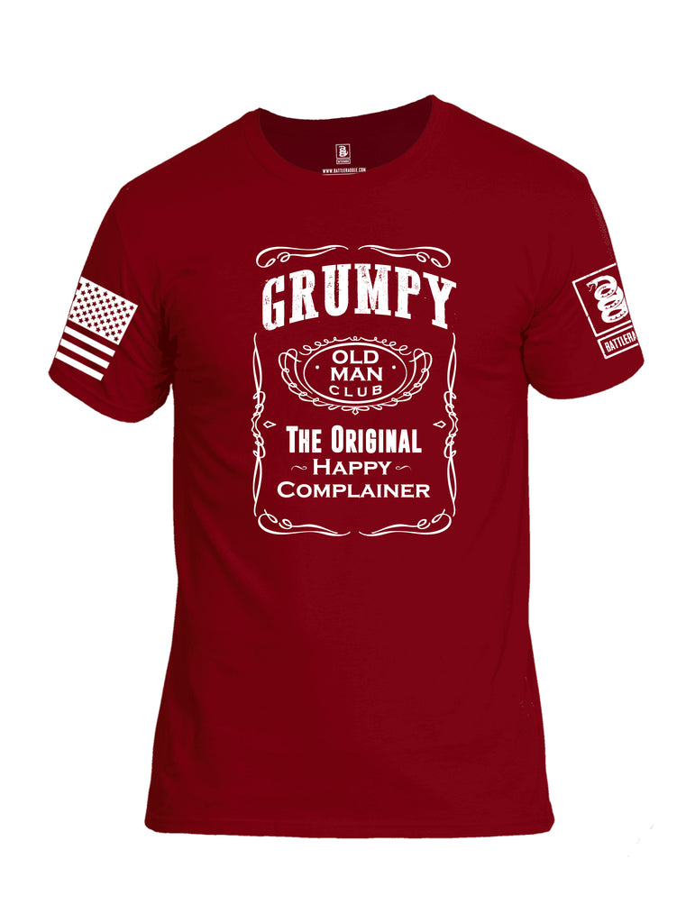 Battleraddle Grumpy Old Man Club The Original Happy Complainer White Sleeve Print Mens Cotton Crew Neck T Shirt