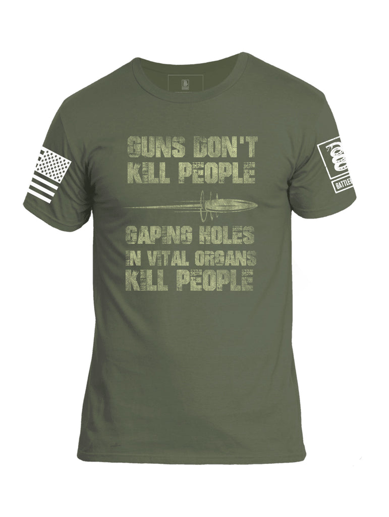 Battleraddle Guns Don't Kill People Gaping Holes In Vital Organs Kill People Mens Cotton Crew Neck T Shirt