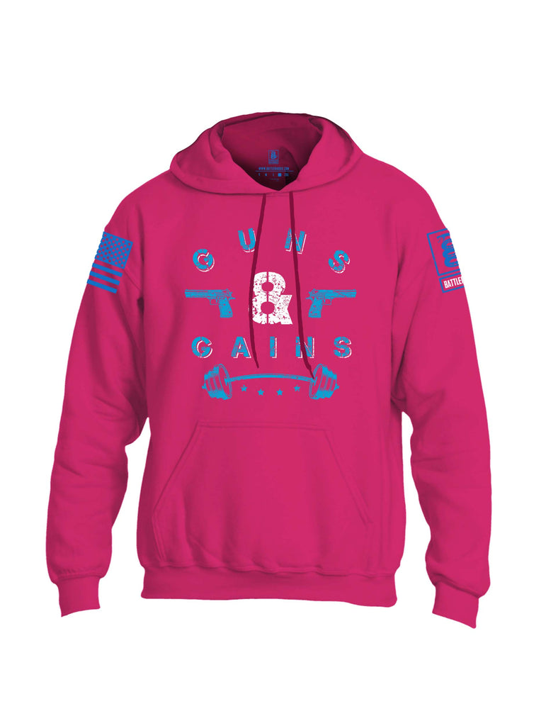 Battleraddle Guns & Gains Blue Sleeve Print Mens Blended Hoodie With Pockets